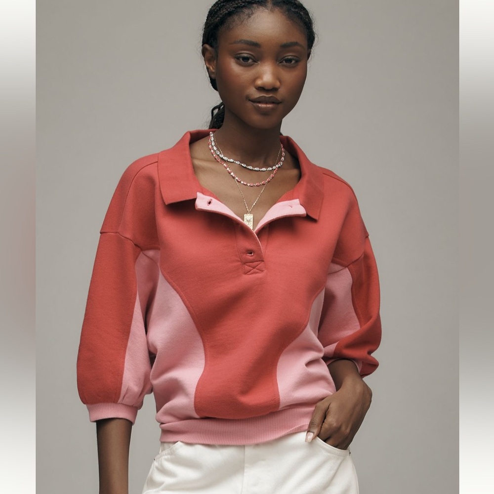 Anthropologie Pilcro Niki bubble sweatshirt color block edition XXS